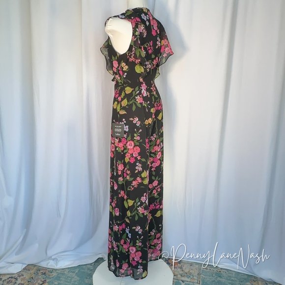 NWT Lulu's Blooming Love Floral Print Ruffled Jumpsuit Black - Picture 10 of 15